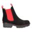 Right side view of Harisha BLACK KID SUEDE/RED