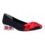 Front view of Jollee BLACK/RED SUEDE/SATIN/STONES