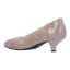 Back view of Kishita TAUPE SUEDE/PATENT