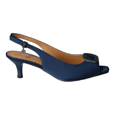 Right side view of Madeleina NAVY SATIN