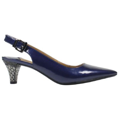 Right side view of Mayetta Navy Pearlized Patent