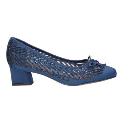 Right side view of Saila NAVY SATIN