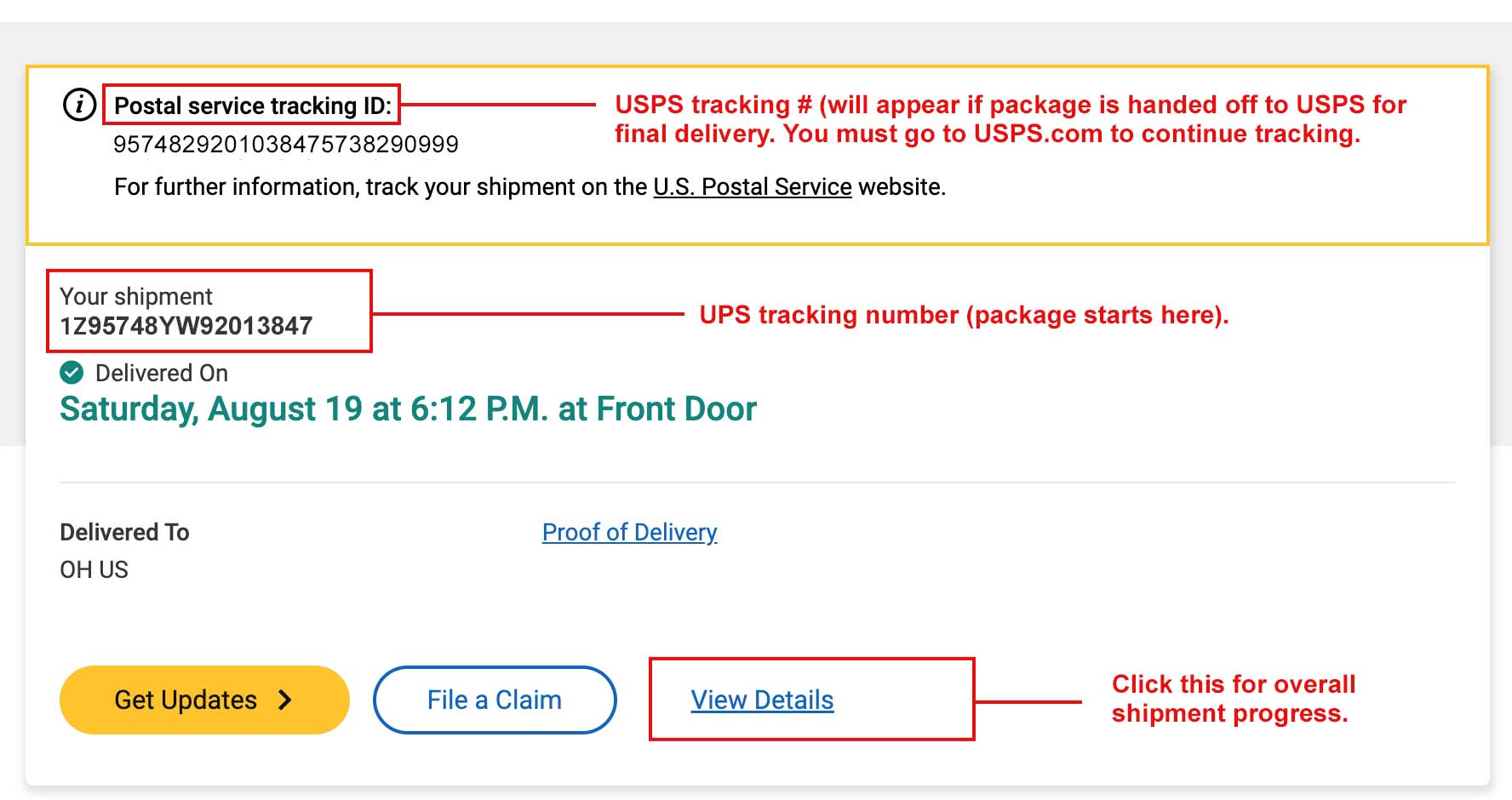 UPS SurePost tracking details